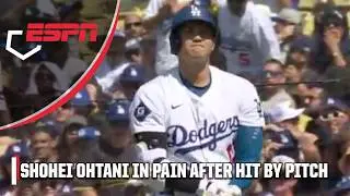 Shohei Ohtani in pain after getting hit by pitch 😳 | ESPN MLB