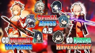 C0 Kazuha HyperCarry & C0 Yoimiya Vaporize | Genshin Impact Abyss 4.5 | Floor 12 9 Stars