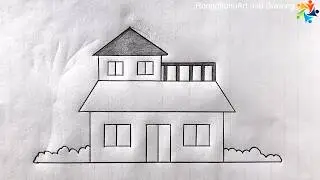 Nice House Drawing Tutorial || Ghar ka Chitra || My Home Pencil Drawing