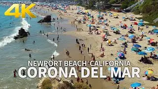 CORONA DEL MAR - Walking Corona Del Mar State Beach, Newport Beach, California, USA, 4K UHD