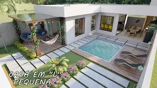 Casa em L com piscina  | PEQUENA E ACONCHEGANTE |