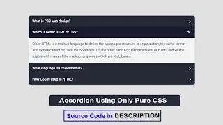 How to create an accordion menu using only pure css | Responsive Accordion Using Only  Pure CSS