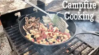 Campfire Cooking - Cast Iron Skillet Meal & Campfire Donuts