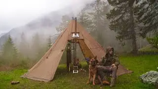 Caught In A Rainstorm With My Dog! / 7 days Camping in Heavy Thunder and Rain