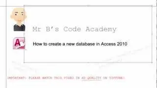 Access 2010: How to create a new database file