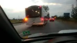 CITY BUS DRIVING IN BULGARIA OUTSIDE TOWN