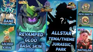 ALLSTAR JURASSIC PARK THEME 2025, REVAMP GLOO BASIC, SACRED KIRIN & EMOTE RUBY - MLBB UPCOMING SKIN