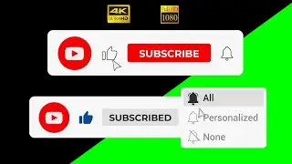 Subscribe button all notification #5 | green screen, transparent