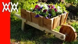 Make a rustic wheelbarrow garden planter. Easy DIY weekend project.