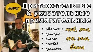 Притяжательные и указательные прилагательные: разбор, употребление в диалоге, перевод и практика