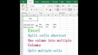 How to split cells in Excel (shortcut,  one column into multiple columns, split cell by characte)