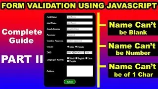 How to validate HTML Form using JavaScript part 2, JavaScript Form Validation, user name validation