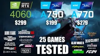 RTX 4060 8GB vs ARC A750 8GB vs ARC A770 16GB | R9 - 7950X3D | 1080p - 25 Games Tested