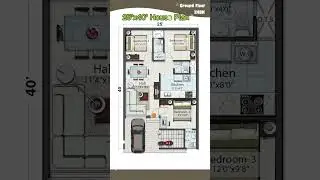 25’× 40’ House Plan, 3BHK, 25 by 40 Home Plan, 25*40 House Design with Car Parking,  #houseplan