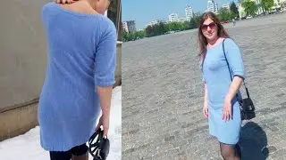 Базовое платье спицами/ Реглан снизу в верх /Как связать платье спицами регланом снизу