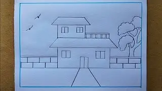 House drawing easy step by step| How to draw House easy way| Pencil house drawing| House scenery