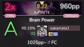 [9.22⭐] sakamata1 | NOMA - Brain Power [INFINITE] +HDDT 98.18% {#1 960pp 2❌} - osu!