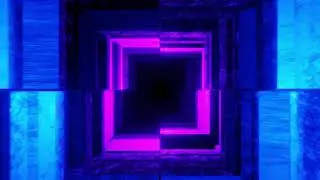 Abstract Cube Purple & Blue Neon Lights Tunnel Effect - Moving Animation Background VJ Loop