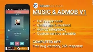 Music with Admob Android App Template, Script, Source Code for Sale