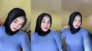 Ini Yang Kalian Cari! Hijab Tobrut Baju Rajut Biru Yang Lagi Viral!