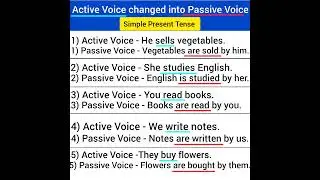 active voice changed into passive voice simple present tense examples