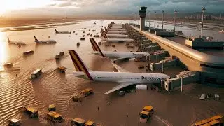 Barcelona airport flood | Inundaciones en aeropuerto el prat Barcelona Spain