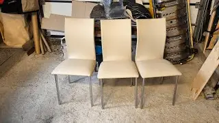 Перетяжка стульев экокожей на микрофибре. Chair repair.