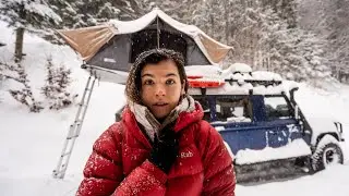 Winter Camping ALONE in my Truck's Rooftop Tent (Heavy Snow)