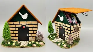 Creative ideas from cardboard! Cardboard house! Candy box! Cardboard recycling!