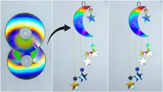 Diy Home Decorations Ideas By Old dvd  || Moon and Star  Wall Hanging By Waste CD