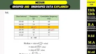 Median || statistics || class 11 || class 11th education  jkbose || grouped data || ungrouped data