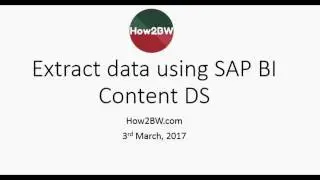 Data Extraction in SAP BW from ECC using Standard DS