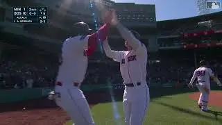 【MLB】張育成炸裂💥💥這發特大號兩分砲打上綠色怪物讓紅襪本場得分來到雙位數，不愧是生子後的力量💪