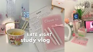 late night study vlog🎀pulling an all nighter, lots of coffee, k-skincare routine, productive + cozy