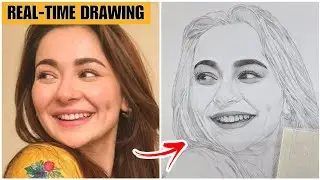 Real-time Drawing - Hania Amir || Full Eye drawing shading process