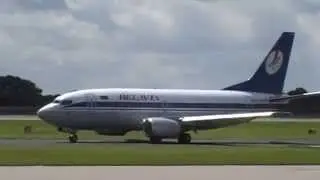 Belavia Boeing 737-524 EW-252PA On BRU854 Taxing And Takeing Off At Manchester Airport On 05/07/2014