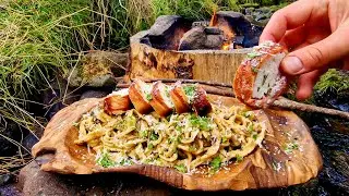 For Pasta FANS ONLY, Chicken alfredo ASMR cooking(4K Relaxing sounds, Nature)