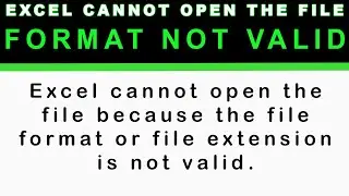 Excel cannot open the file because the file format or file extension is not valid | Windows 10