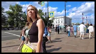 Walk in St. Petersburg Beautiful morning in the city center | With Captions