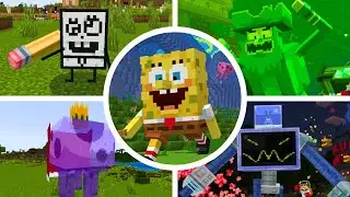 Minecraft: Spongebob Add-On - All Bosses/All Boss Fights | Minecraft Bedrock Add-On