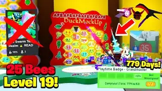 Worlds BEST Noob! 25 Bees With Level 19, Gummy Baller, 162T Honey, 779 DAYS (Bee Swarm Simulator)