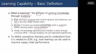 Learning Capability - Basic Definition - Supply Chain Management: A Learning Perspective