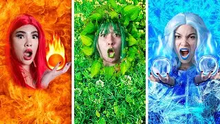 ELEMENTAL EXTREME HIDE AND SEEK |  CRAZY EARTH WATER FIRE CHALLENGE BY CRAFTY HACKS PLUS