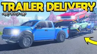 Transporting MUSCLE CARS with a TRAILER in Roblox American Plains Mudding!