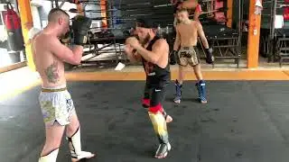 Rafael Fiziev teaches combination drill in Kickboxing class @ Tiger Muay Thai 5/5/2022