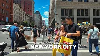 New York Manhattan Summer Travel - 23rd Street, Madison Square and Flatiron Public Plaza, USA,  4K