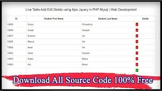 Live Table Add Edit Delete using Ajax Jquery in PHP Mysql | Web Development | Code Hunter