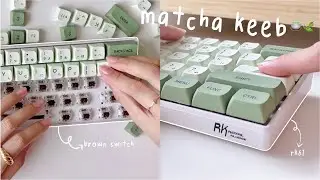 transforming royal kludge rk61 60% white mechanical keyboard into matcha themed keyboard