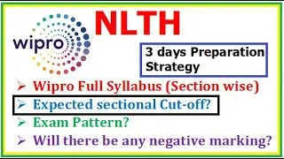 Wipro NLTH Syllabus, Expected Cut-Off? Total Questions? Total Timing? Can we use Pen and Paper?