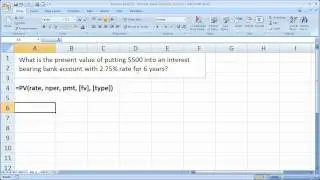 Finance Basics 6 - Present Value Examples in Excel - How much something is worth today.